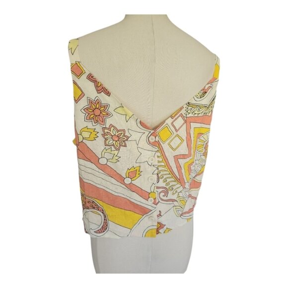 ModCloth Colorful Retro Paisley Women's Sleeveless Top Button Up Back SIZE XL - Picture 4 of 8